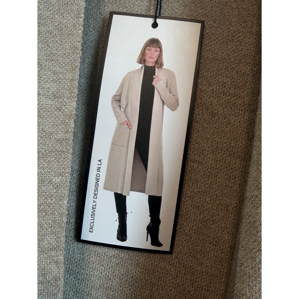 MaxSport Duster Cardigan Sweater XL Beige Knit Long Open Front Coatigan
